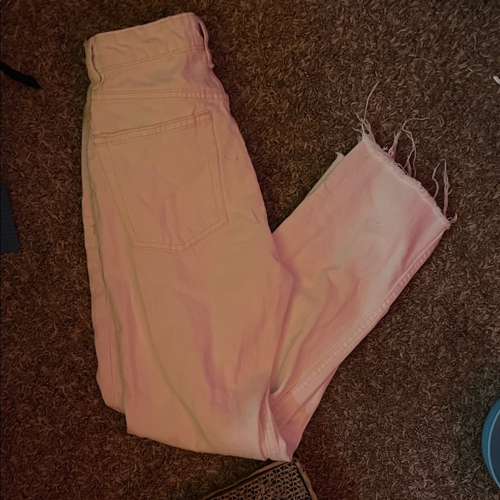 Frayed Hem White Jeans